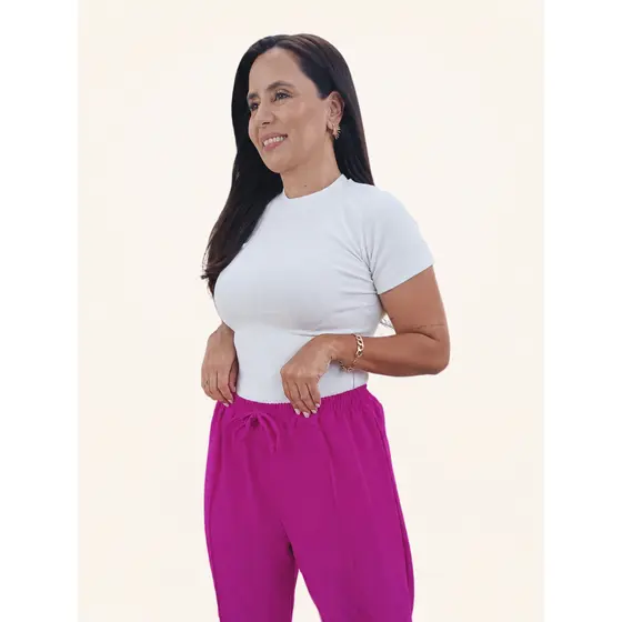 Blusa Feminina Manga Curta Basica Lisa em Ribana 97% Algodão com Elastano