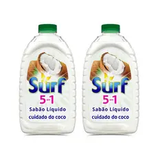 Kit 2 Lava-Roupas Líquido Surf 5 em 1 Cuidado do Coco 3 Litros