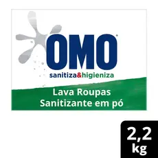 Lava-Roupas em Pó Omo Ativo Concentrado Lavagem Perfeita Sanitiza & Higieniza 2,2kg