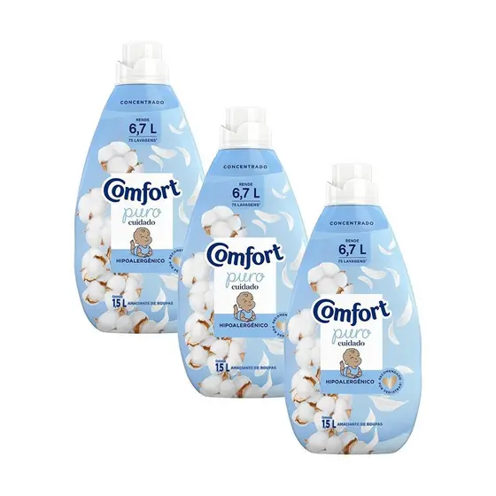 Kit 3 Amaciantes Comfort Concentrado Puro Cuidado Intense com 1,5l