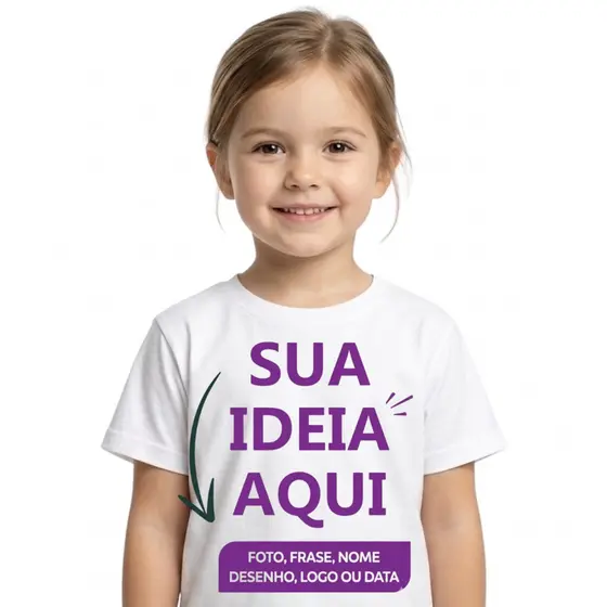 Camiseta T-shirt Blusa Menina Menino Unissex Infantil Mande Sua Arte