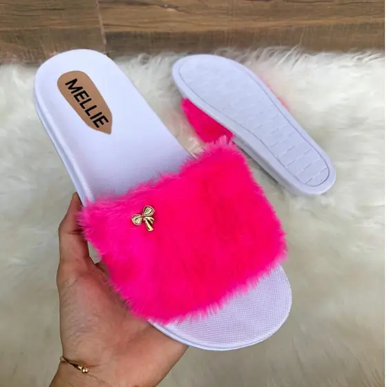 Promocao Chinelo Papete Pantufa Promo Calcado Aberto Frio Inverno Macio Tendencia Pink Preto Branco Marrom