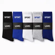 Kit 5 Meias Masculinas Sport Cano Alto Algodão Confortável LMG