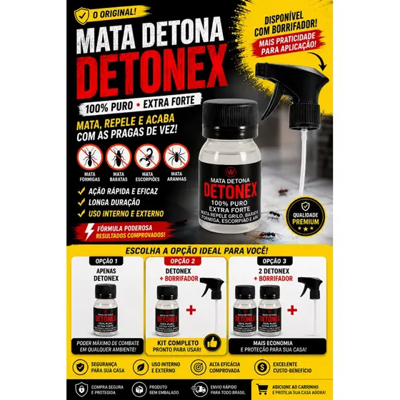 Detonex Original 100% Puro Extra Forte | Mata e Repele Formigas, Baratas, Grilos e Escorpiões