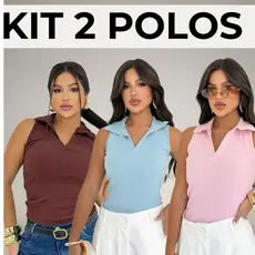 Kit 2 blusa regata polo Verão candy colors tendencia lançamento ribana premium Coleçao New Chic