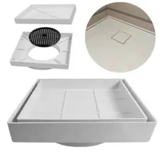 Kit 4 Ralos Oculto 10x10 Invisível Sifonado inteligente - Seca piso/Porcelanato com tela
