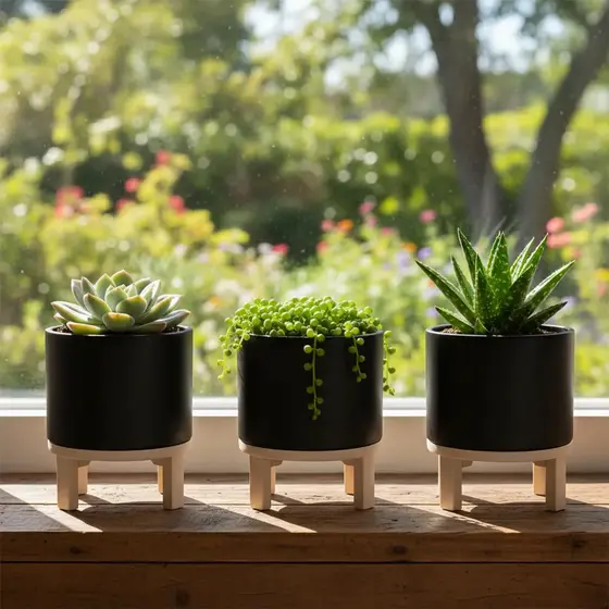 3 Vasos Cachepot Suspenso Decorativo Moderno para Suculentas Cactos Ervas Flroes - Sem Planta