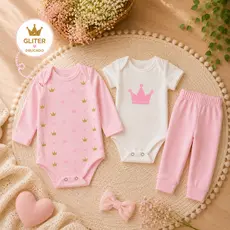 Conjunto Bebê Menina Suedine 100% Algodão Premium Infantil 3 Peças Calça Kit Body Roupa De Bebe Maternidade Mijão