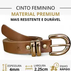 Cinto Feminino Fino Elegante Fivela Dourada Premium Cintura e Quadril do PP ao Plus Size