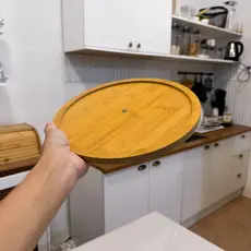 Bandeja giratória de bambu com mdf - artigos de cozinha