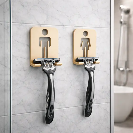 Suporte Gillete Gilete Prestobarba Organização Banheiro Higiene Fita 3M Dele Masculino Feminino Dela