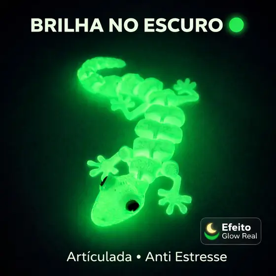 Lagartixa Articulada Brilha Escuro Glow Brinquedo Sensorial Criança Pegadinha