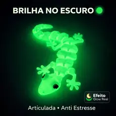 Lagartixa Articulada Brilha Escuro Glow Brinquedo Sensorial Criança Pegadinha