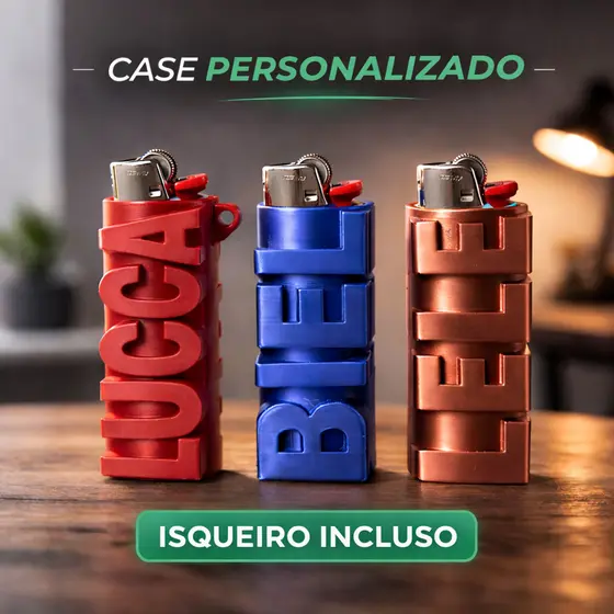 Capinha Capa Case Isqueiro Porta BIC Personalizado Seu Nome Apelido Exclusivo Antifurto Presente