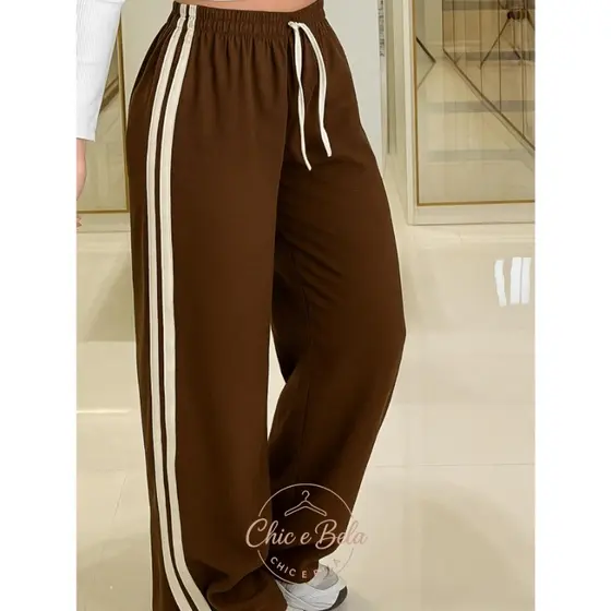 Calça Bicolor Feminina com Listras Estilo Moderno Extremamente  Confortável