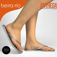 Chinelo Feminino Beira Rio Original Metalizado com Strass Brilho