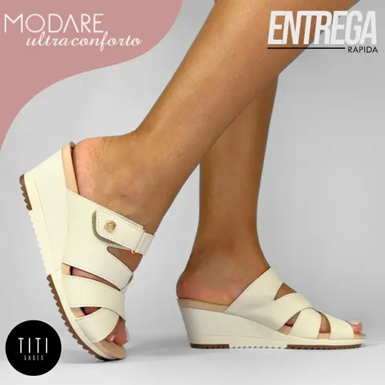 Tamanco Feminino Anabela  Modare Original Solado Flexível Leveza Conforto Ortopédico Casual