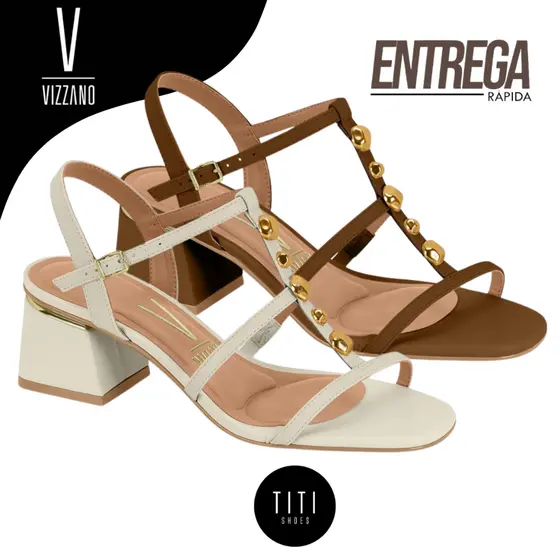Sandalia Feminina Vizzano Caminho De Ouro Salto Bloco 6cm Tira Dourada Social Festa Original