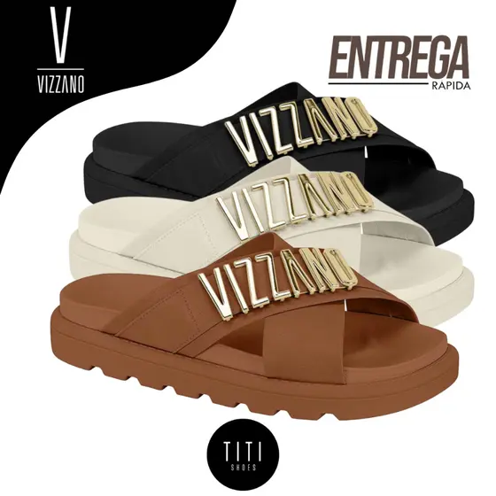 Sandália Papete Feminina Vizzano Flatform Tira Em X Confortável Chinelo Slide Blogueira Casual