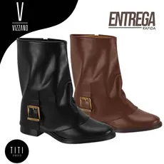Bota Polaina Feminina Vizzano Original Cano Médio com Detalhe de Fivela