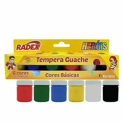 Tinta Guache 6 Cores 15ml Radex