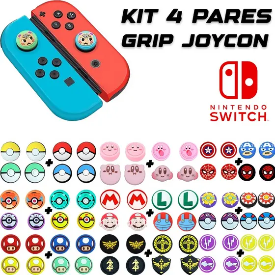 KIT 4 Pares thumb grip capa analogico joycon nintendo SWITCH LITE ou PADRÃO e OLED borrachinha Otima qualidade