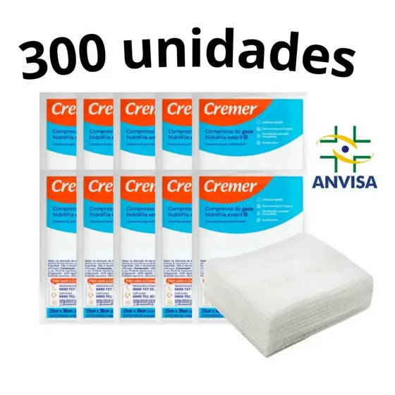 Gaze Estéril  Cremer Curativo Cicatrização Higiene 7,5 X 7,5 Cm 100 A 300 Unidades