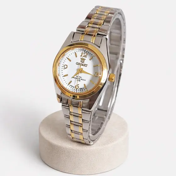 Relógio Feminino Orimet Estilo Retro Vintage Social Prata Dourado Aço Inox