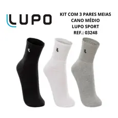 Kit com 3 pares de meias cano médio adulto Lupo Sport Ref.: 03248