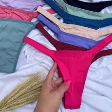 Kit 5 Calcinha Tangas Fio Duplo de Pala Tirinha Colorida