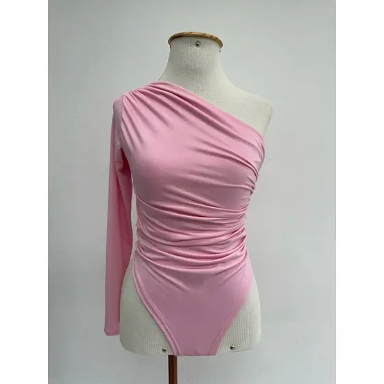 Body Feminino Nula Manga Drapeado Body Feminino Inverno
