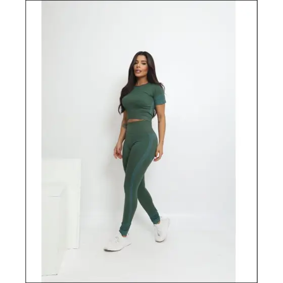 Conjunto Feminino Fitness Conjunto Academia Legging e Blusa Cropped Legging Empina Bumbum