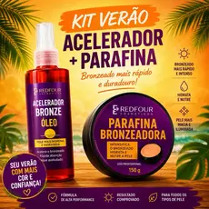kit 2 em 1 Acelerador De Bronze 120ml + Parafina Bronzeadora RedFour 150g original