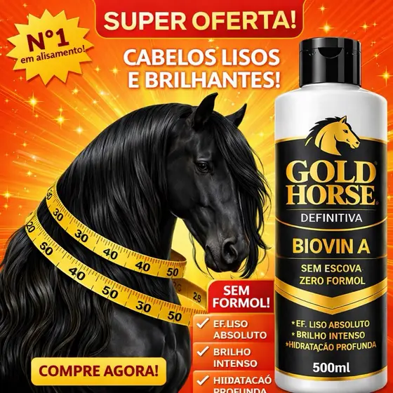 Definitiva Gold Horse Biovin A 500ml – Liso Absoluto Sem Escova | Zero Formol | Cabelos Lisos e Sedosos