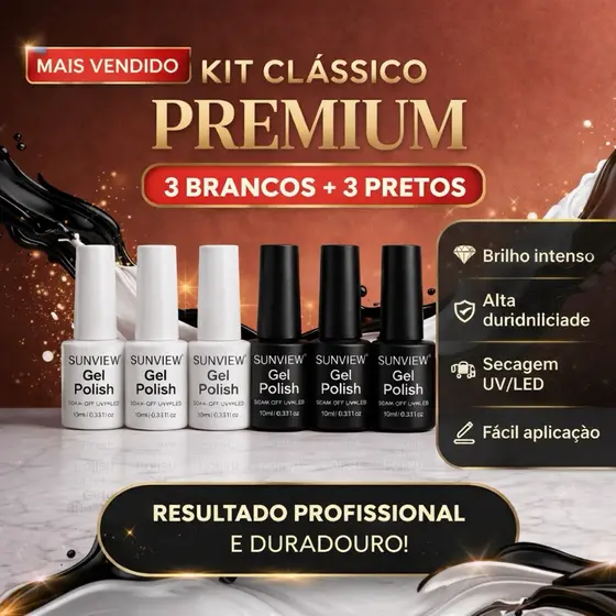 Kit 6  Esmaltes Unha Em Gel Seca Cabine Lindas Cores 10ML Manicure Profissional ANVISA