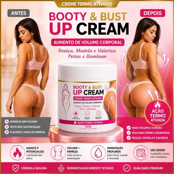 Creme Termo Ativado Booty Up 300g | Volume e Firmeza Realça e Modela Bumbum e Seios