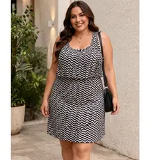 Vestido Feminino  Plus Size  liganete do M ao G6 ALÇA COM BABADO Estampado Confortável Moda Casual Elegante