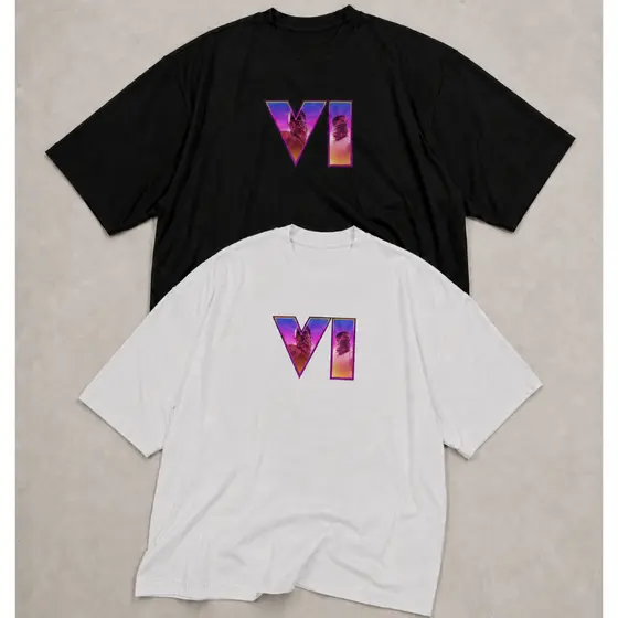 Camiseta GTA 6 Oversized Logo Exclusiva Lucia e Jason Lançamento Videogames Moda Unissex