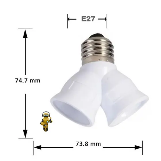 Soquete Adaptador Bocal Duplo Tipo Y Para Lampada Bocal E27 Bivolt Branco