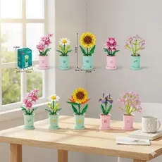 Mini flores de montar em blocos decoração criativa pra mesa e escritório presente criativo por signo