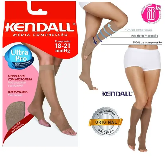 Meia Calça Feminina Kendall 3/4 sem Ponteira Média Compressão 18-21 / 15-20 mmHg Mel Original
