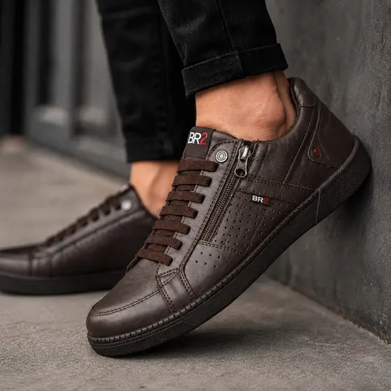 Sapatênis Masculino Confortável Tênis Casual Com Zíper Lateral Prático Calce Fácil Moda Masculina Tendência