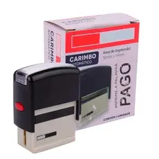 Carimbo Automático Pago Auto-entintado Recarregável Preto 38mm x 14mm