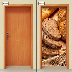 Adesivo Decorativo de Porta Parede Vidro Sala Cozinha Banheiro Casa Decoração Cozinha Comida Temperos Pão Pães Padaria
