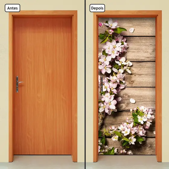 Adesivo Decorativo de Porta Parede Vidro Sala Casa Decoração Quarto Flores Floral