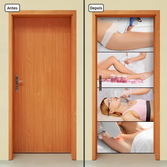 Adesivo Decorativo de Porta Parede Vidro Casa Sala Salão de Beleza Depilação