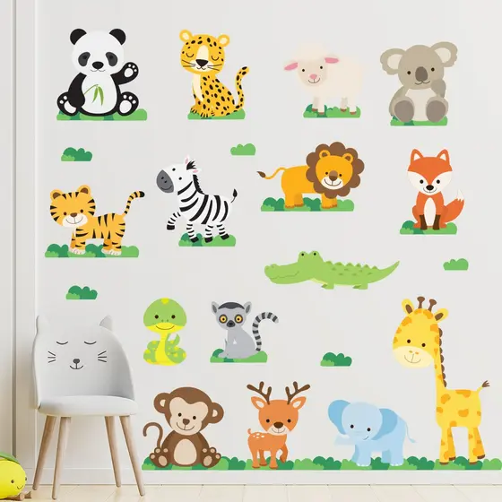 Adesivo de Parede Infantil Safari Animais Quarto Menino Menina - 463ir