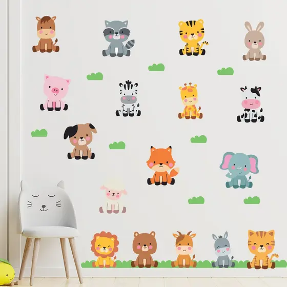 Adesivo de Parede Infantil Safari Animais Quarto Menino Menina - 465ir