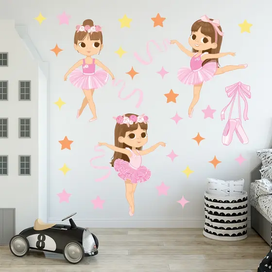 Adesivo de Parede Infantil Bailarinas Quarto Menina - 502ir