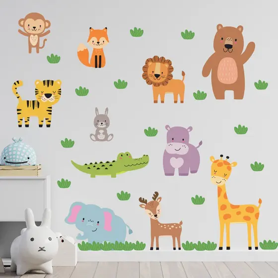 Adesivo de Parede Infantil Safari Animais Quarto Menino Menina - 470ir